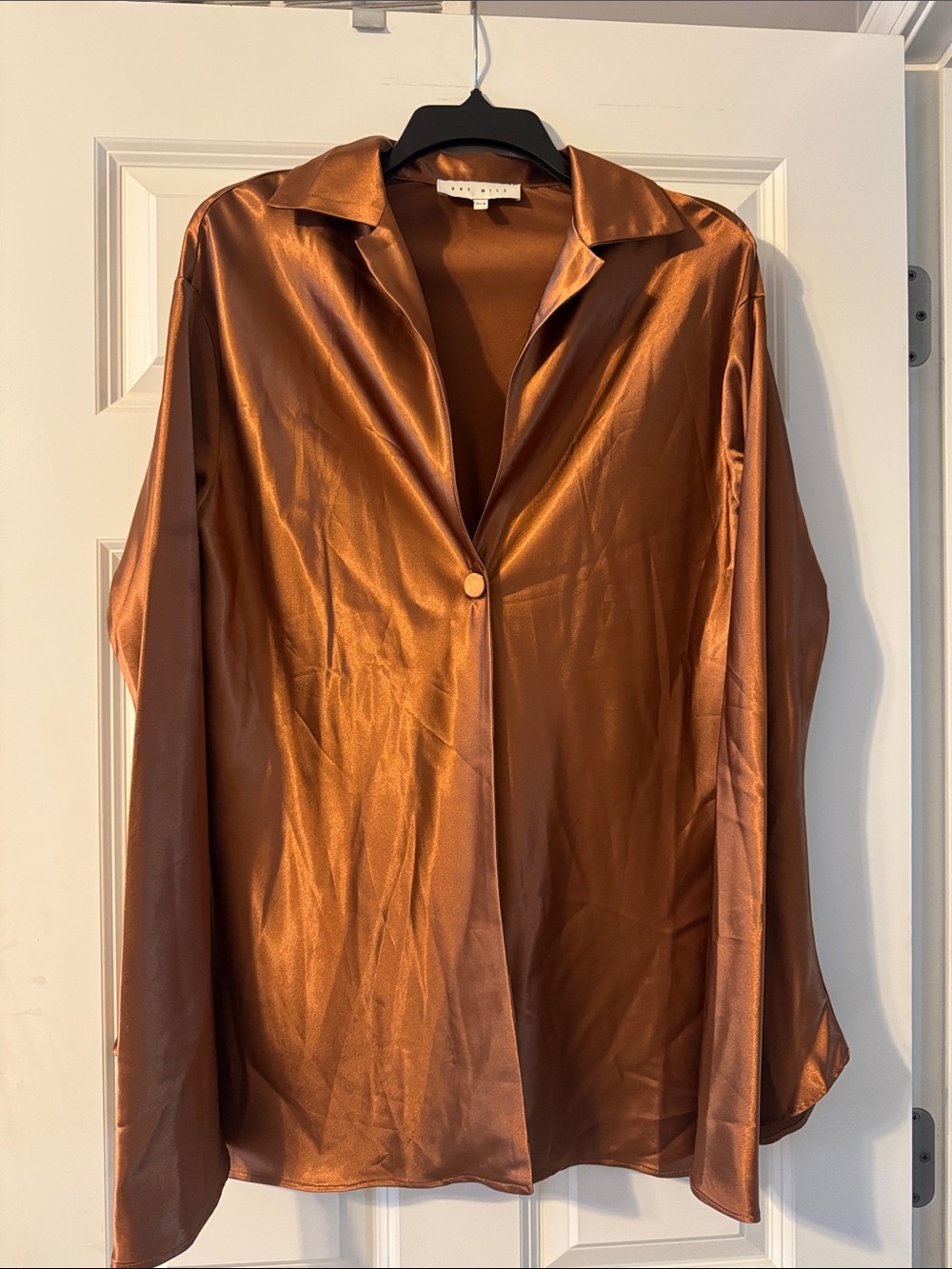 One Mile Clothing Satin Button-Front Jacket - Copper
